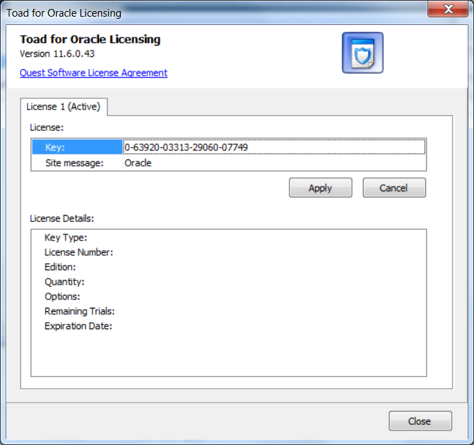 toad for oracle 12.1 key